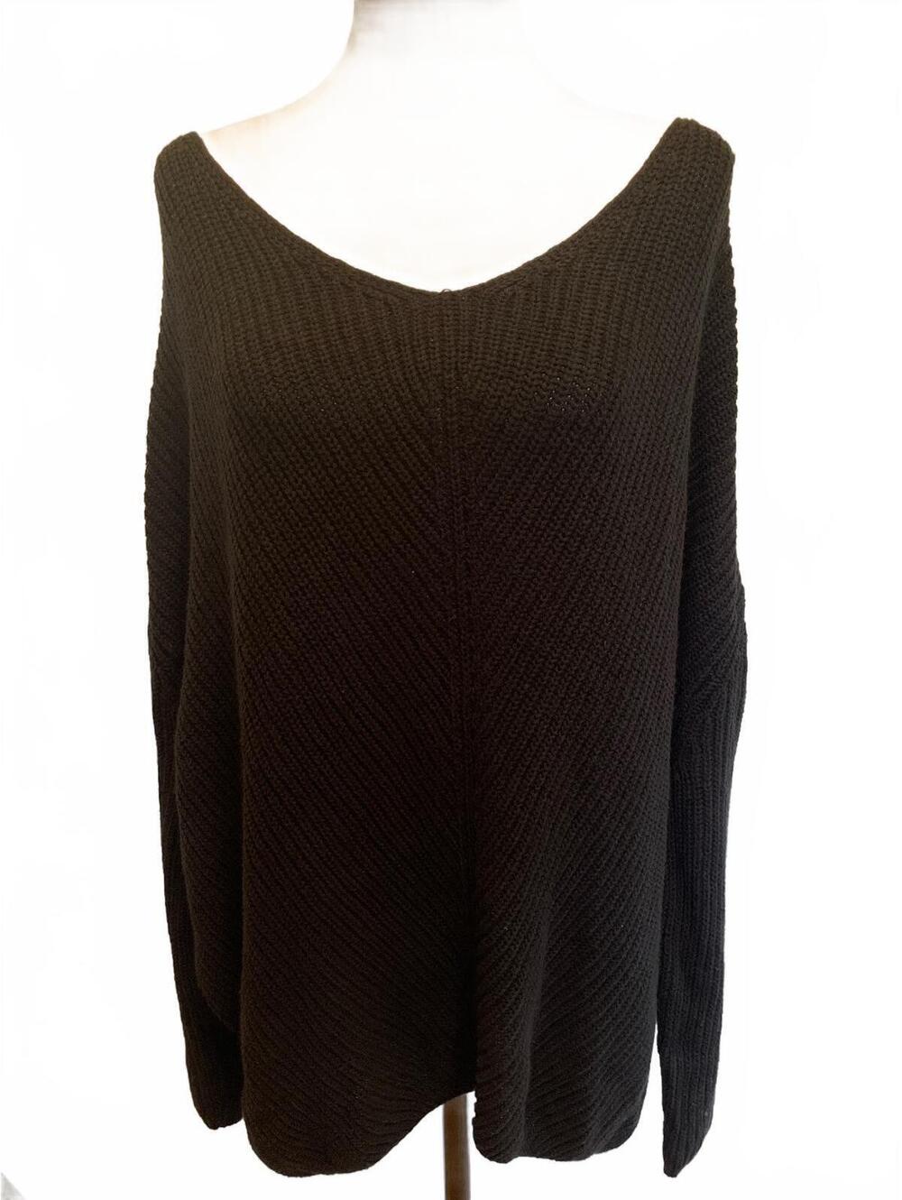 Urban Outfitters Black Oversized Chunky Knit Boat Neck Sweater Small